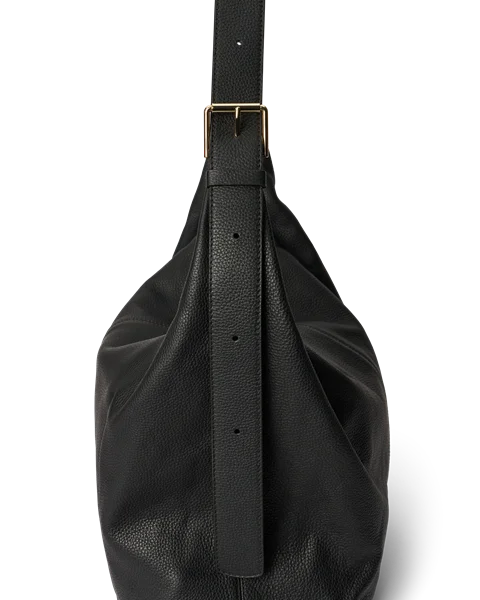 Black leather hobo bag with zipper shop