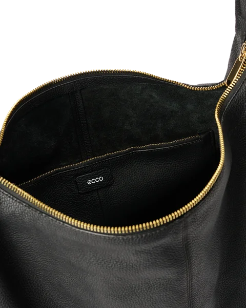 Black leather hobo bag with zipper online