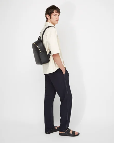 ECCO Round Pack Leather Backpack Black