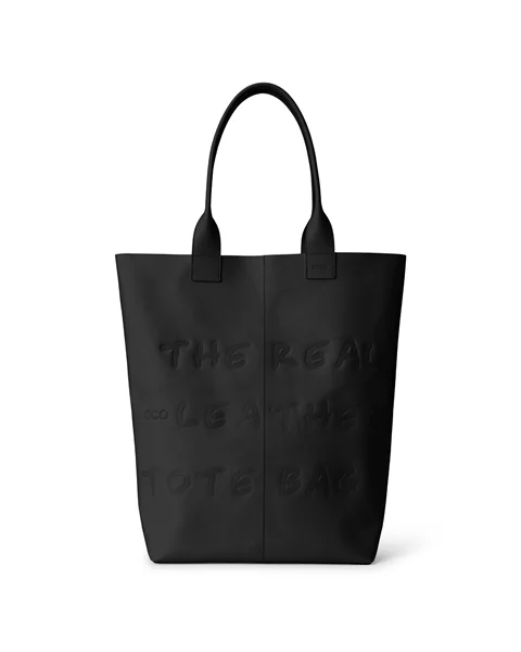 Skorzana torba shopper ECCO Czarny