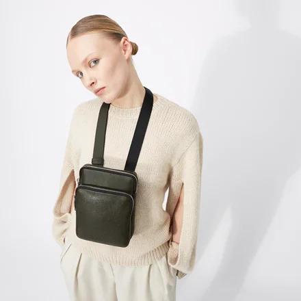 Flat leather hotsell crossbody bag