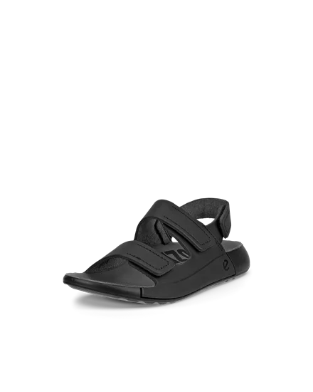 Kids ECCO Cozmo Leather Two Strap Sandal Black