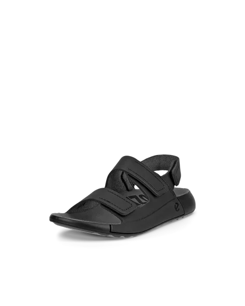 Kids ECCO Cozmo Leather Two Strap Sandal Black