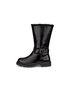 Kids ECCO Grainer Leather Waterproof High Cut Boot Black