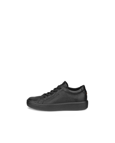 Kids ECCO Soft 60 Leather Trainer Black