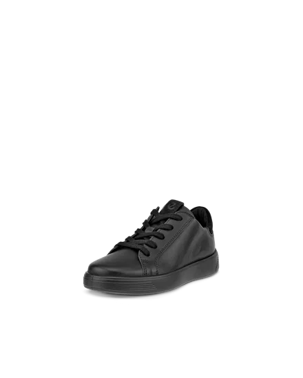 Kids ECCO Street 1 Leather Trainer Black