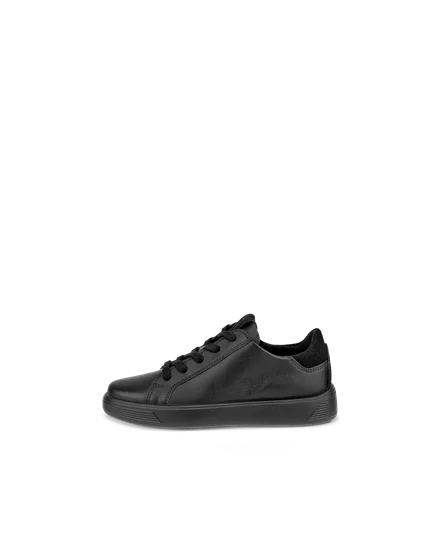 Kids ECCO Street 1 Leather Trainer Black