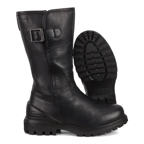 Kids ECCO Tredtray Leather High Cut Boot Black