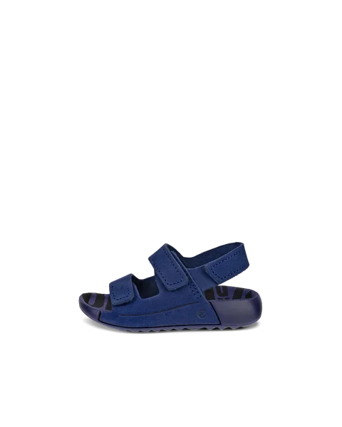Kids ECCO Cozmo Nubuck Two Strap Sandal Blue