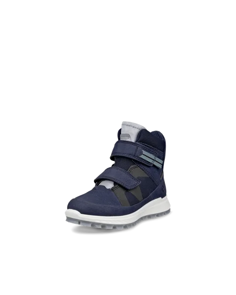 Kids ECCO Exostrike Nubuck Gore Tex Mid Cut Boot Blue
