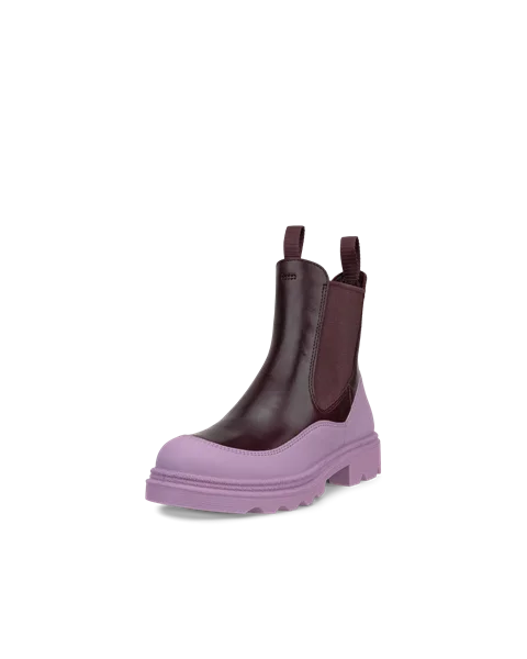 Kids ECCO Grainer Leather Chelsea Boot Purple