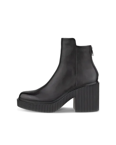 Women s ECCO Fluted Heel Leather Ankle Boot Black