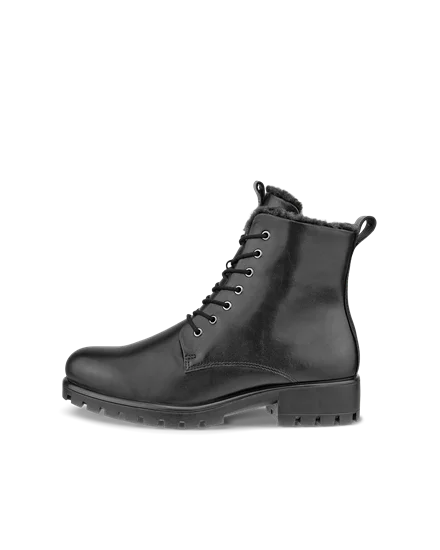 Women s ECCO Modtray Leather Lace Up Mid Cut Boot Black