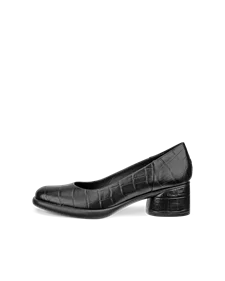 Women s ECCO Sculptured 45 Leather Block Heeled Pump Black