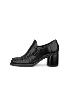 Women s ECCO Sculptured 45 Leather Block Heeled Pump Black
