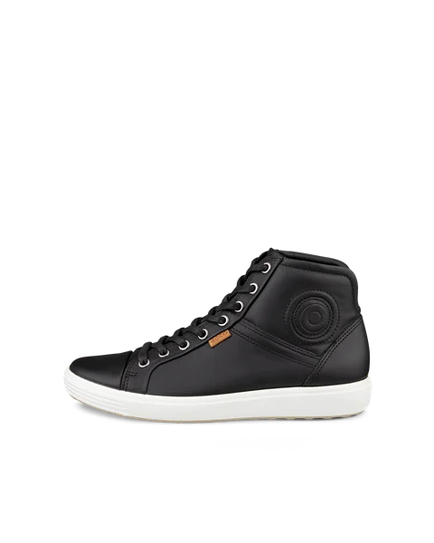 Moden låne sfærisk ECCO® Soft 7 højskaftet sneakers i læder til damer | Sort
