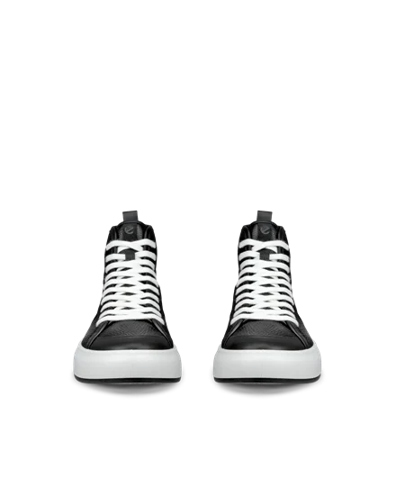 Women's ECCO® Street Ace Leather High-Top Trainer | Black