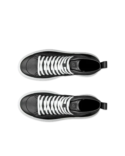 Women's ECCO® Street Ace Leather High-Top Trainer | Black