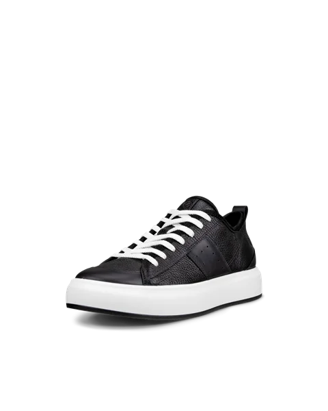 Women s ECCO Street Ace Leather Trainer Black