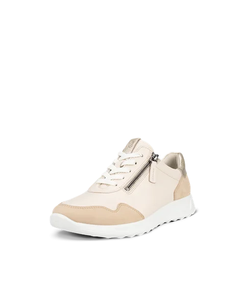 Women s ECCO Flexure Runner Leather Trainer Beige