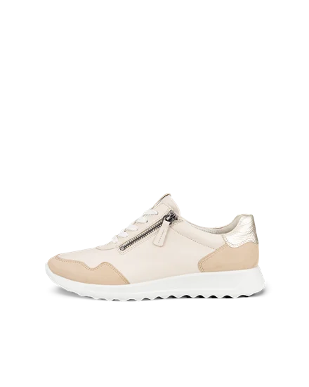 Women s ECCO Flexure Runner Leather Trainer Beige