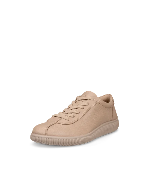 Women s ECCO Soft Zero Leather Trainer Beige