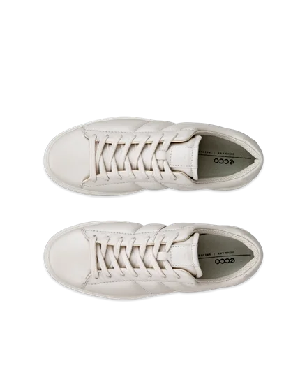 Women s ECCO Street Platform Leather Platform Trainer Beige