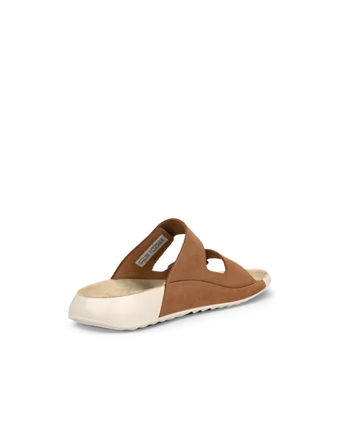 Women s ECCO Cozmo Nubuck Two Strap Sandal Brown