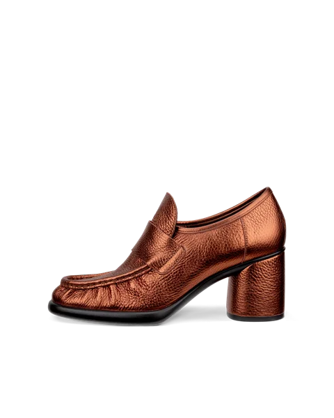 Women s ECCO Sculpted LX 55 Leather Block Heeled Loafer Brown