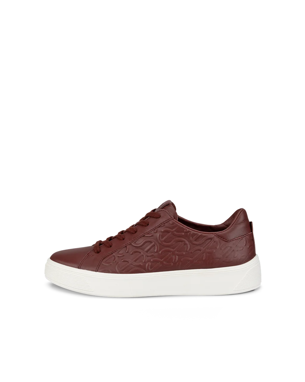 Women s ECCO Street Tray Leather Trainer Claret