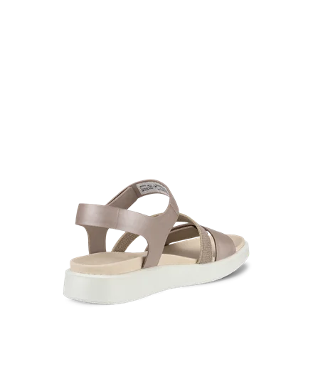 Women s ECCO Flowt Leather Flat Sandal Grey