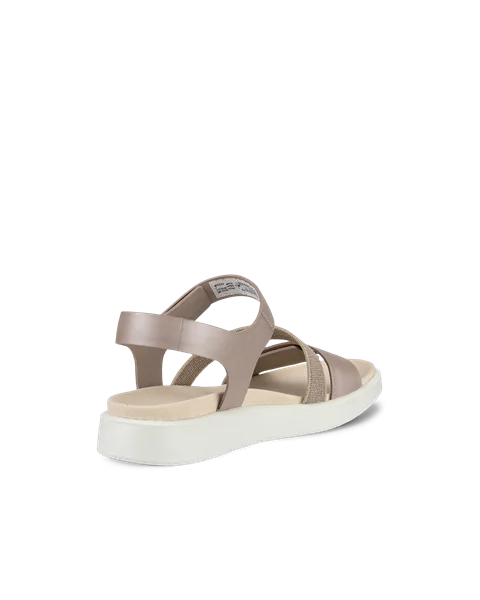 Women s ECCO Flowt Leather Flat Sandal Grey