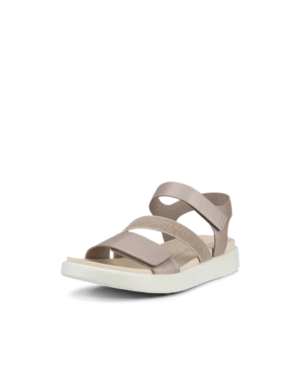 Women s ECCO Flowt Leather Flat Sandal Grey