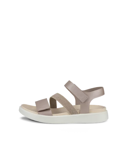 Women s ECCO Flowt Leather Flat Sandal Grey