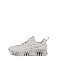 Women s ECCO Gruuv Leather Trainer Grey