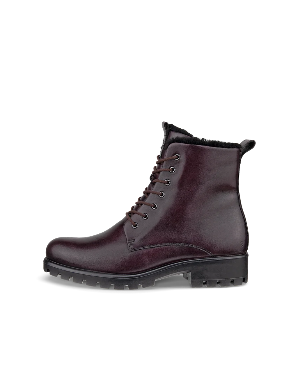 Women s ECCO Modtray Leather Lace Up Mid Cut Boot Purple