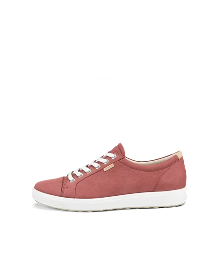 Women s ECCO Soft 7 Nubuck Trainer Red