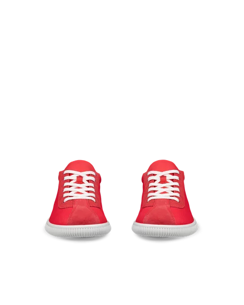 Women s ECCO Soft Zero Leather Trainer Red