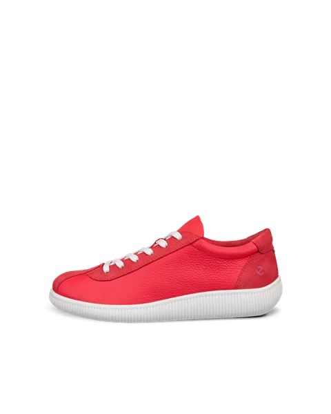 Women s ECCO Soft Zero Leather Trainer Red