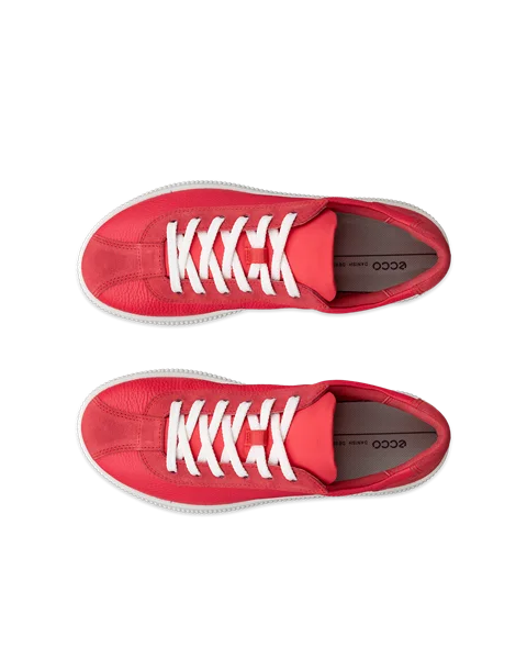 Women s ECCO Soft Zero Leather Trainer Red