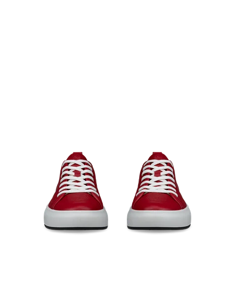 Women s ECCO Street Ace Leather Trainer Red