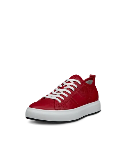 Women s ECCO Street Ace Leather Trainer Red