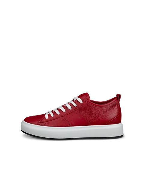 Women s ECCO Street Ace Leather Trainer Red