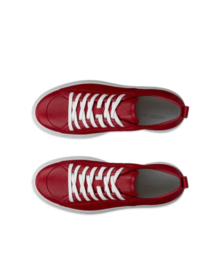 Women s ECCO Street Ace Leather Trainer Red