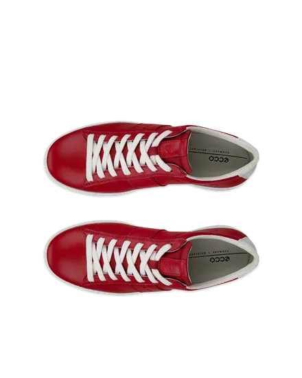 Women s ECCO Street Lite Leather Trainer Red
