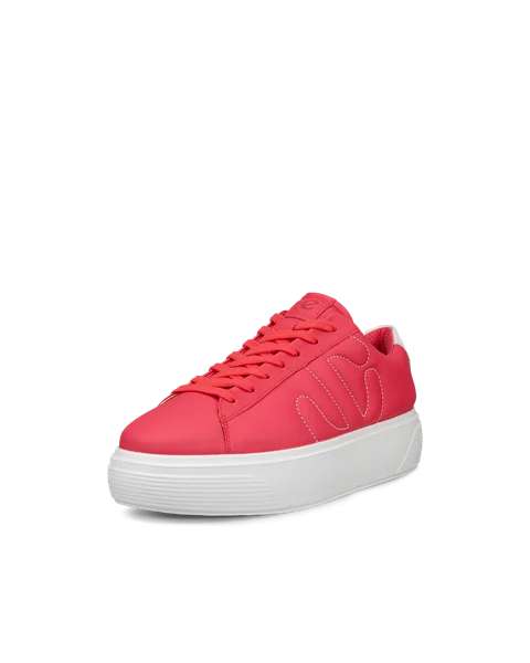 Women s ECCO Street Platform Leather Platform Trainer Red