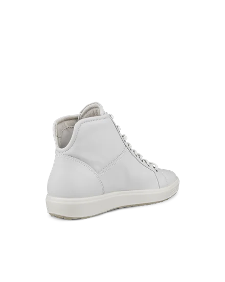 Women s ECCO Soft 7 Leather High Top Trainer White
