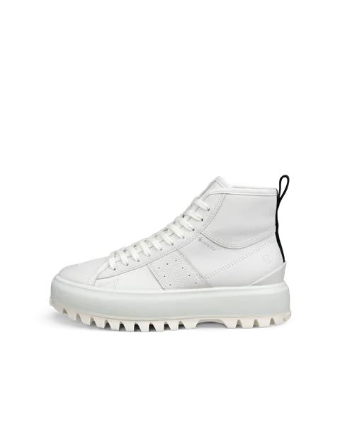 Women s ECCO Street Ace Rugged Nubuck Gore Tex High Top Trainer White