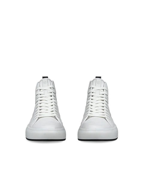 Women s ECCO Street Ace Leather High Top Trainer White