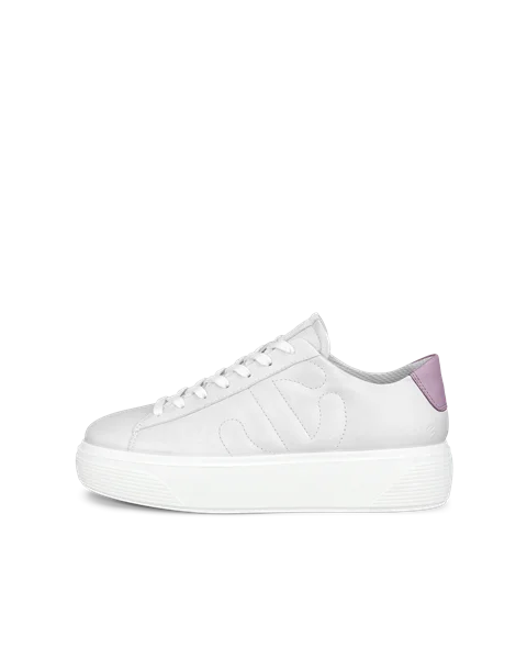 White leather platform trainer top